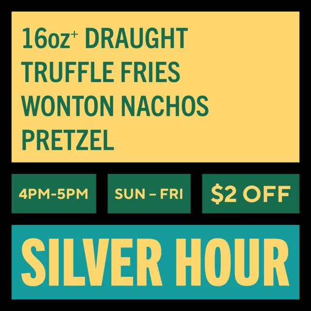 🚨$2 Off 16oz+ pours and select appetizers Sunday through Friday!🍻😏🖤
