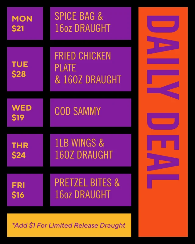New Menu... New Daily Deals... 😎🖤